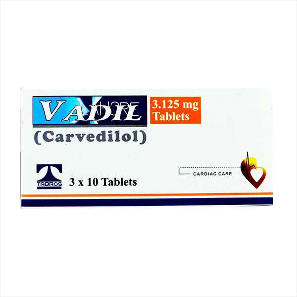 vadil tablets 3.125mg (1 strip = 10 tablets) Product Image
