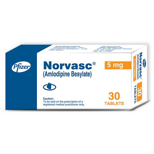 norvasc tablets 5mg (1 box = 3 strips) (1 strip = 10 tablets) Product Image
