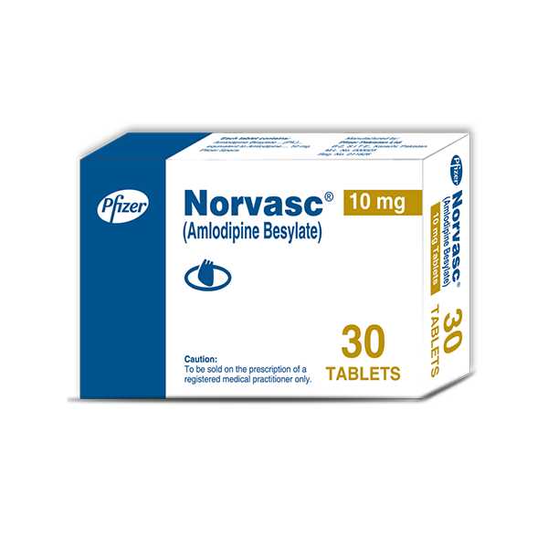 norvasc tablets 10mg (1 box = 3 strips) (1 strip = 10 tablets) Product Image