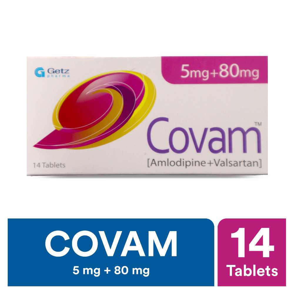 covam tablets 5mg+80mg (1 strip = 7 tablets) Product Image
