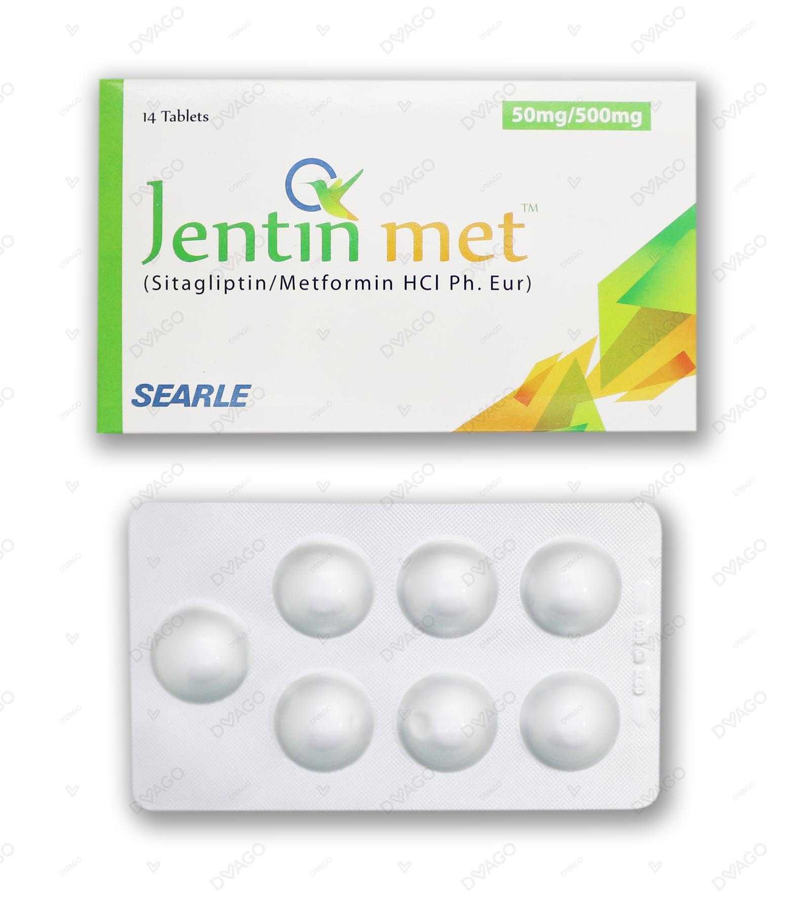 jentin met tablets 50mg/500mg (1 box = 2 strips) (1 strip = 7 tablets) Product Image