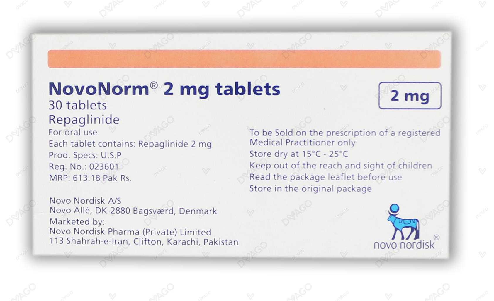 novonorm tablets 2mg (1 strip = 15 tablets) Product Image