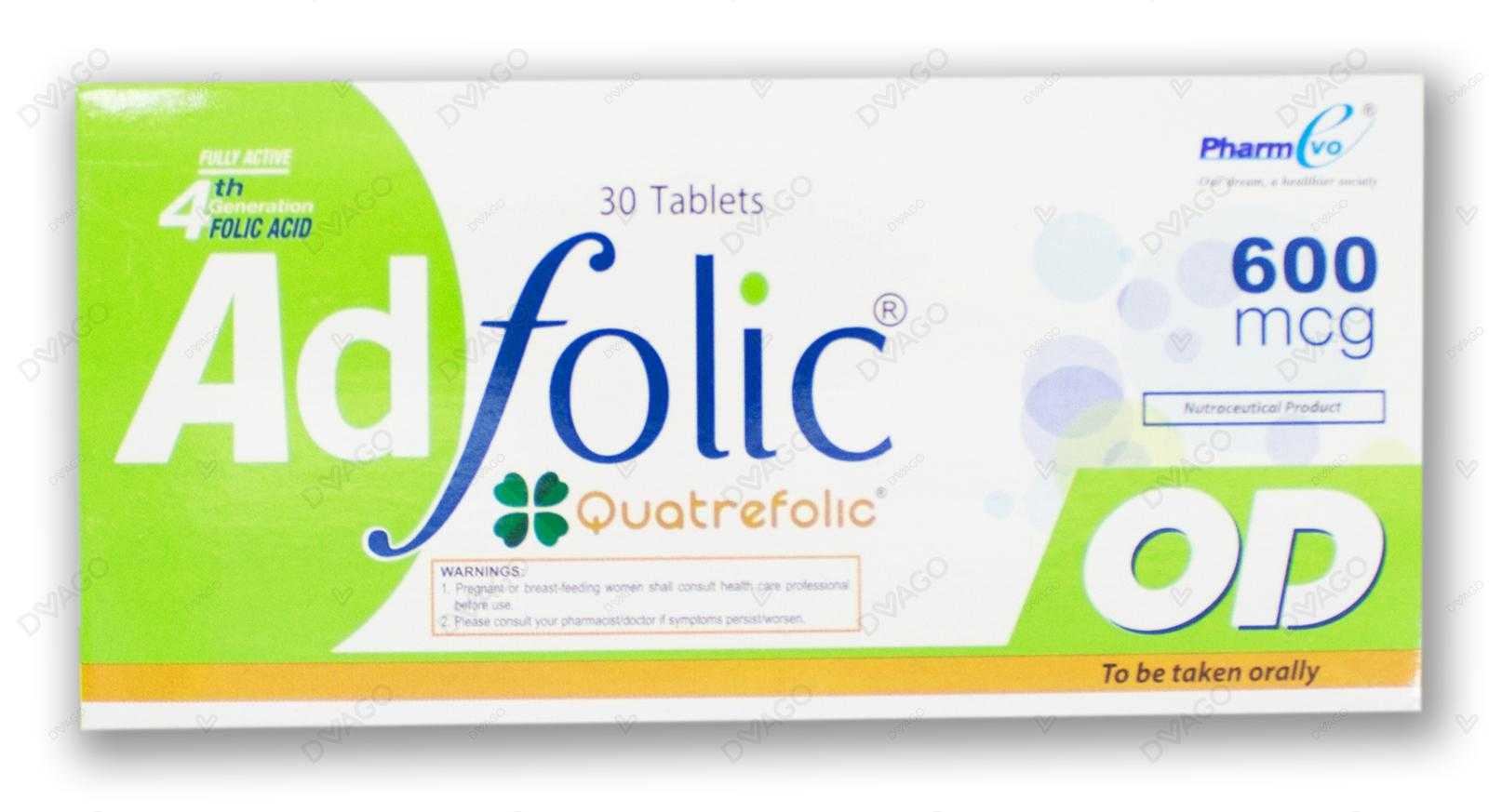 adfolic od tablets 600mcg (1 box = 3 strips) (1 strip = 10 tablets) Product Image