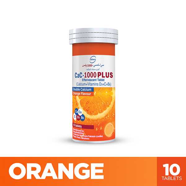 cac-1000 plus effervescent orange flavor tablets  (1 bottle = 10 tablets) Product Image