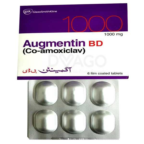 augmentin bd tablets 1000mg (1 box = 1 strip)(1 strip = 6 tablets) Product Image