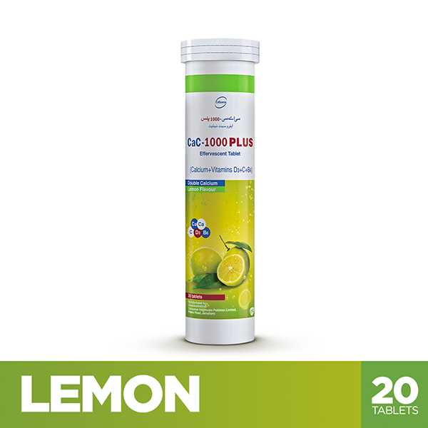 cac 1000 plus effervescent lemon flavour tablets (1 bottle = 20 tablets) Product Image