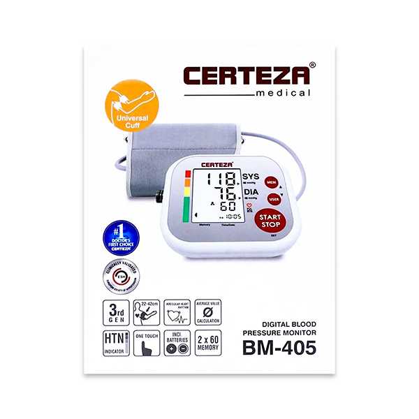 certeza bm-405 arm-type digital blood pressure monitor Product Image