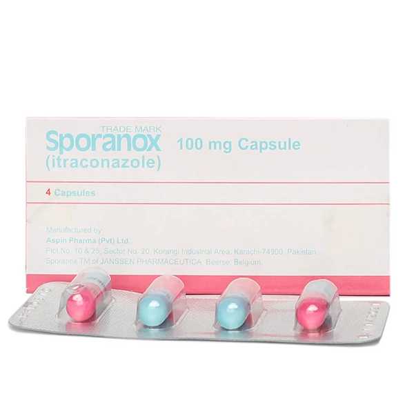 sporanox capsules 100mg (1 box = 1 strip)(1 strip = 4 capsules) Product Image