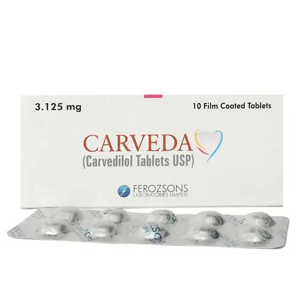 carveda tablets 3.125mg (1 box = 1 strip)(1 strip = 10 tablets) Product Image