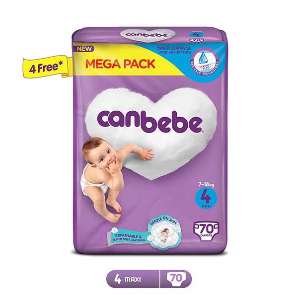 canbebe comfort dry diapers mega pack maxi size 4 70pcs Product Image