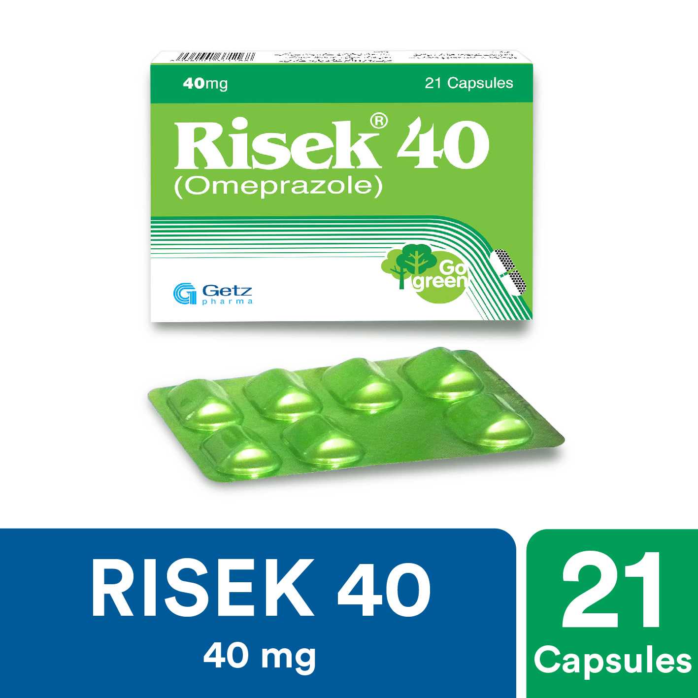 risek capsules 40mg (1 box = 3 strips) (1 strip = 7 capsules) Product Image