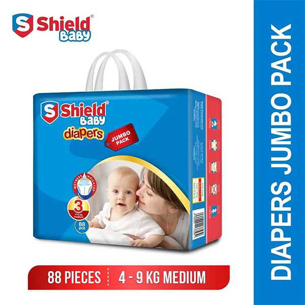 shield baby diaper jumbo medium size 3 88pcs Product Image