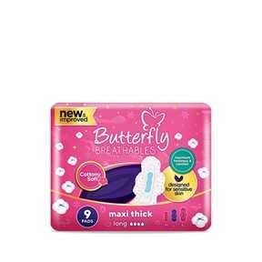 butterfly breathables maxi thick cottony soft sanitary pads long 9pcs Product Image