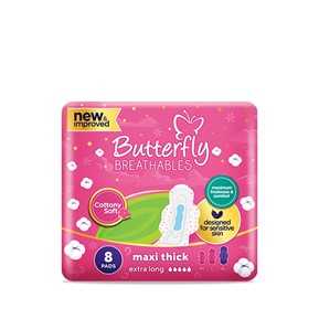 butterfly breathables maxi thick cottony sanitary pads 8pcs Product Image
