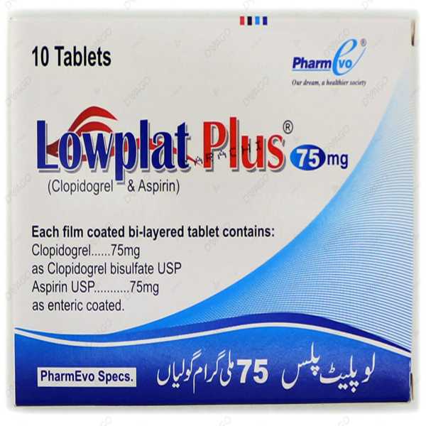 lowplat plus tablets 75/75mg (1 box = 1 strip)(1 strip = 10 tablets) Product Image