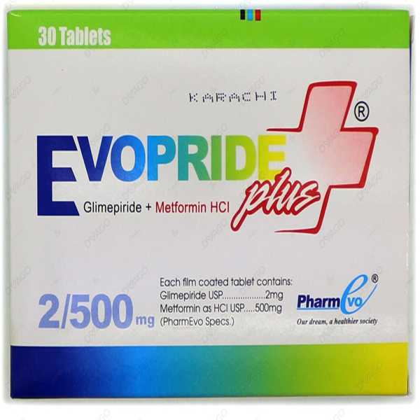 evopride plus tablets 2/500mg (1 strip = 10 tablets) Product Image