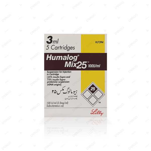 humalog mix 25 injection 100u/ml cartridges (1 box = 5 cartridge) Product Image