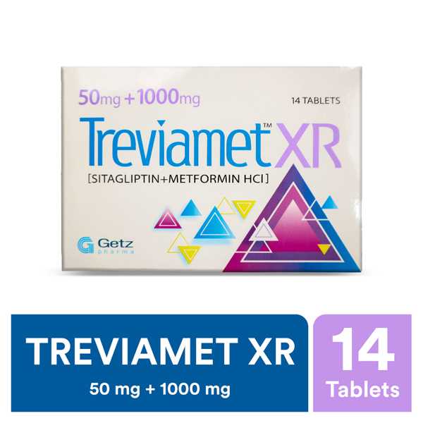 treviamet-xr tablets 50mg+1000mg (1 strip = 7 tablets) Product Image