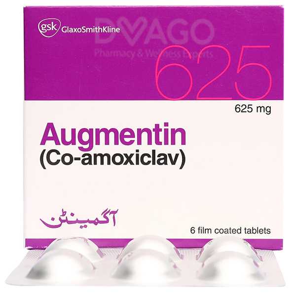 augmentin tablets 625mg (1 box = 1 strip)(1 strip = 6 tablets) Product Image