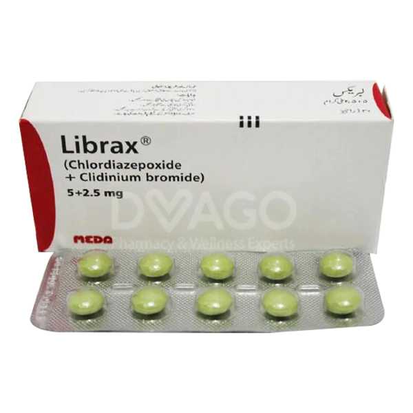 librax tablets 5mg+2.5mg (1 strip = 10 tablets) Product Image